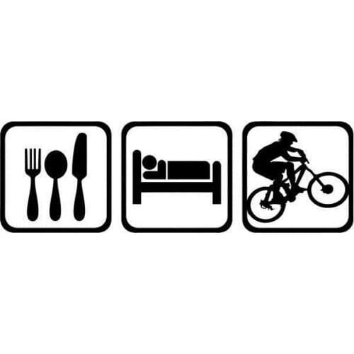 Eat Sleep Mountain Biking Vinyl Decal Sticker Window 15cm