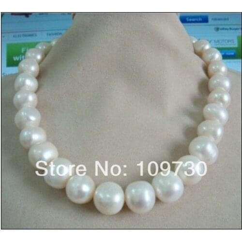 Jewelry 002496 12-15mm natural Australian south sea white pearl necklace
