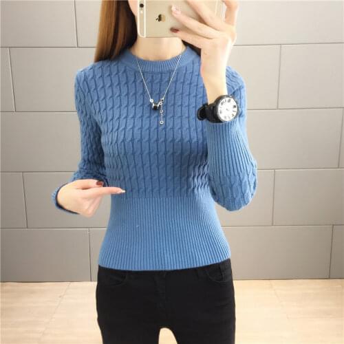 Women Sweaters Fall Winter Solid O Neck Kink Short Slim Sweater Jumper Elegant Fashion Long Sleeve Knitted Pullovers Female Tops