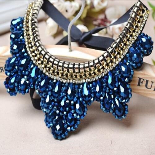 Fashion Chokers women chain big bib crystal bead Collars Wedding Statement detachable Collar women clothing accessary