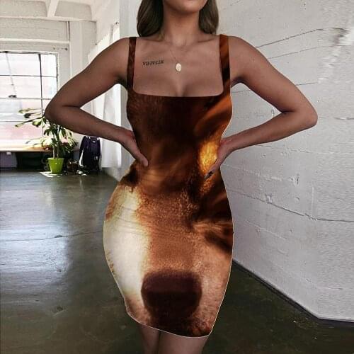 Giyu Brand Wolf Dresses Women Animal Bodycon Dress Flame 3d Print Womens Clothing Summer Vintage Beach Fashion