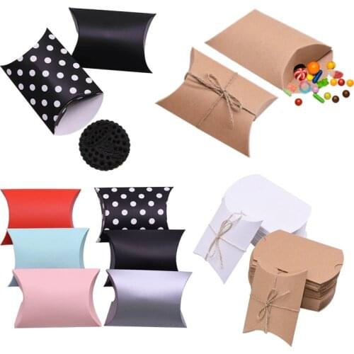 10/20/30/50pcs Kraft Paper Candy Boxes Cute Mini Pillow Cardboard Gift Box for Birthday Wedding Gifts Favor Packing Party Decor