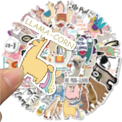 10/50PCS Llama Alpaca Cute Sticker Kawaii Cartoon Camel Sheep Animal Stickers for Kids Reward Stickers Scrapbooking Bike Decal