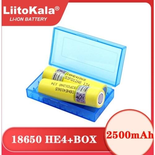 2021 Liitokala New Original HE4 18650 Rechargeable li-lon battery 3.6V 2500mAh batteries can keep + Storage box