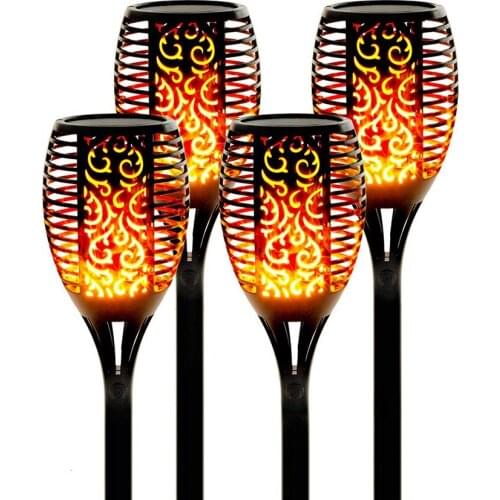 33/72/96 LED Waterproof Flickering Flames Tiki Torch Lights Outdoor Solar LED Spotlights Solar Pathway Security Torch Light