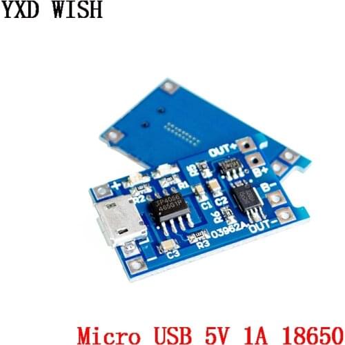 5pcs Micro USB 5V 1A 18650 Lithium Battery Charger Module Charging Board With Protection Dual Functions TP4056 18650 1A Li-ion