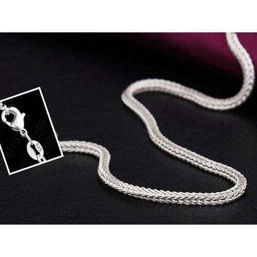 5Pcs Wholesale 16-30 inches Jewelry Lot 925 Silver color"FOX TAIL" Chain Necklace Pendant Free shipping