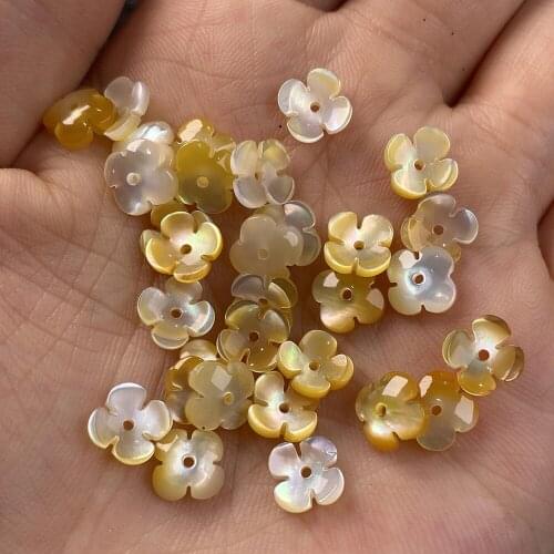 Shell Beads Carved-flowered Accessories Yellow Loose Shell For Jewelry Making Bracelet Earring Handiwork Sewing Accessory
