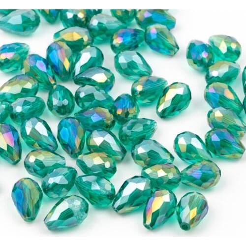6 8mm Austrian Teardrop Crystal Beads for jewelry making Diy earring necklace Ab color Glass Briolette Beads wholesale Z813