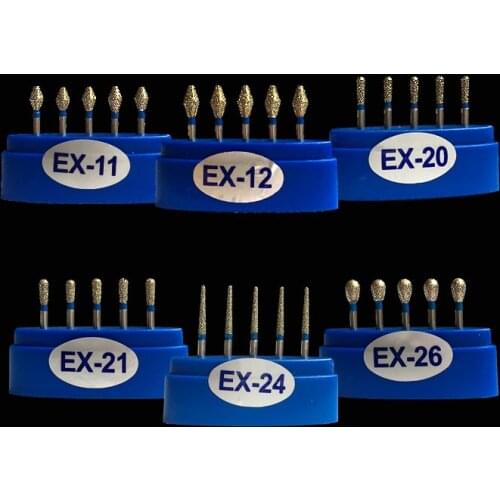 100pcs/set Dental Diamond burs FG EX series EX-11, EX-12, EX-20, EX-21, EX-21EF, EX-21F