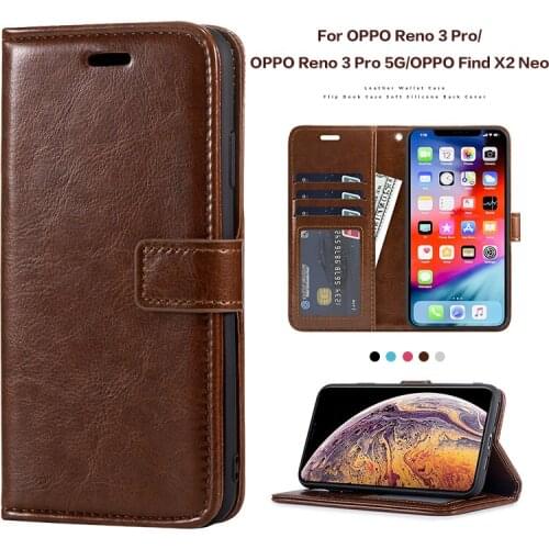 PU Leather Flip Case For OPPO Reno 3 Pro Silicone Case Wallet Cover For OPPO Reno 3 Pro 5G/OPPO Find X2 Neo Business Case