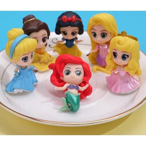 5 Cm Disney Princess Snow White The Mermaid Rapunzel Action Figure Cartoon Anime Figures Cake Decoration Classic Collection Toys