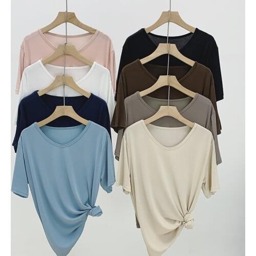 T Shirt Women Summer New Oversized Solid Tees Casual Loose Tshirt Korean V-Neck Female Tops