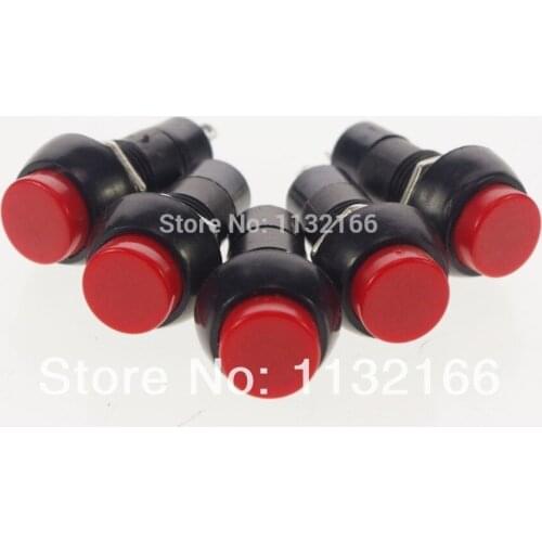 Red NO 2 Pin SPST 3A 125VAC Momentary 12mm Hole Push Button Switch