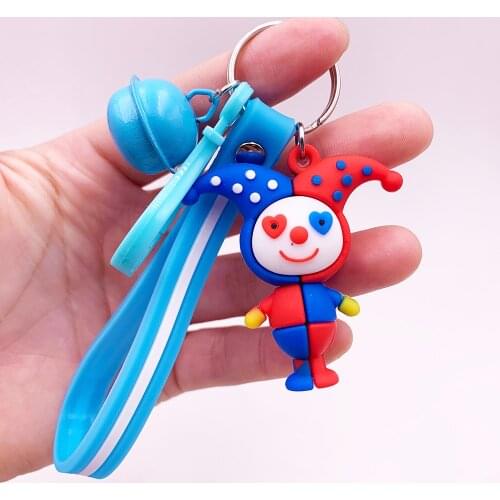 Creative Cute Clown Keychain Novelty 3D Silicone Soft Toy Pendant Key Chain Key Ring For Boyfriend Men Key Holder Trinket Gift