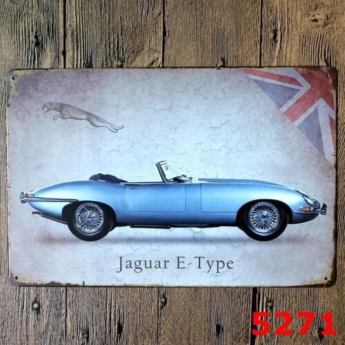 Metal Tin Sign jaguar e-type Decor Bar Pub Home Vintage Retro Poster Cafe ART