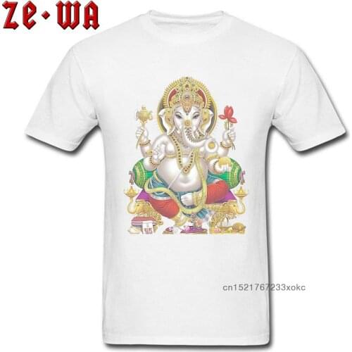New Coming T-shirt Shiva Ganesha Print Men T Shirt 3D Elephant God Tees Crew Neck Cotton Tops Fashion White Clothes Father Day