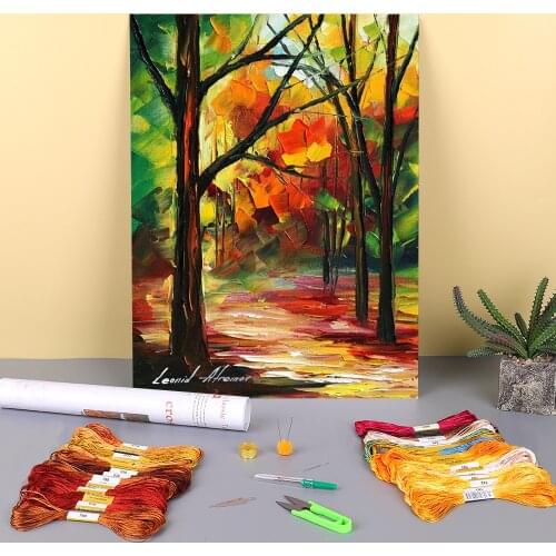 Noon In The Forest Pre-Printed 11CT Cross-Stitch Set DIY Embroidery DMC Threads Needlework Hobby Handmade Craft Wholesale
