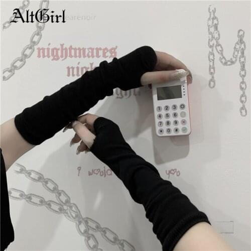 AltGirl Harajuku Dark Gothic Oversleeve Women Streetwear Mall Goth Punk Half-finger Arm Warmers Vintage Grunge Y2k Sleeve Unisex