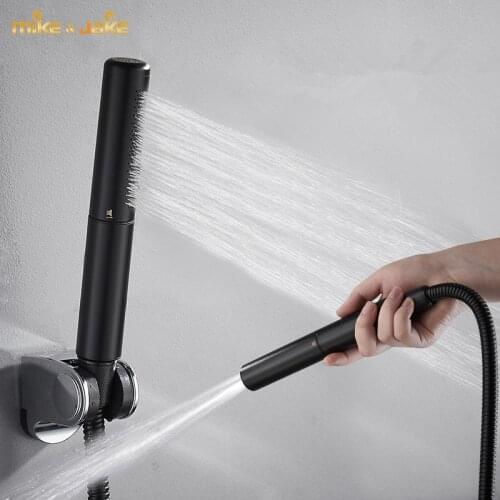 Black brass Hand held shower head copper black pressurized shower head pressurized bathroom rain with switch shower head