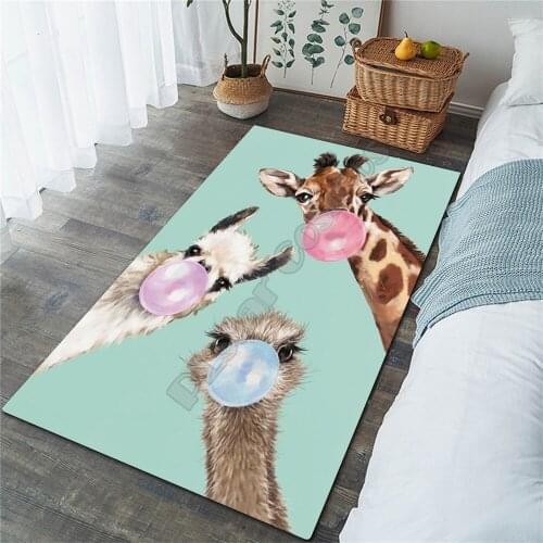 Giraffe/ostrich/alpaca Area Rug 3D All Over Printed Non-slip Mat Dining Room Living Room Soft Bedroom Carpet
