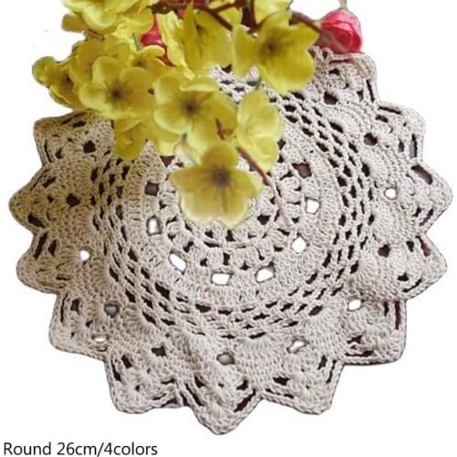 New Crochet table place mat cloth lace cotton Christmas mug dish placemat Cup dining coaster round doily tea coffee pad kitchen