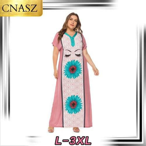 New Muslim Printed Dress Arab Islamic Large Size Women Dress Dubai Turkey Fashion Clothes Bangladesh Moroccan Middle East Skirt