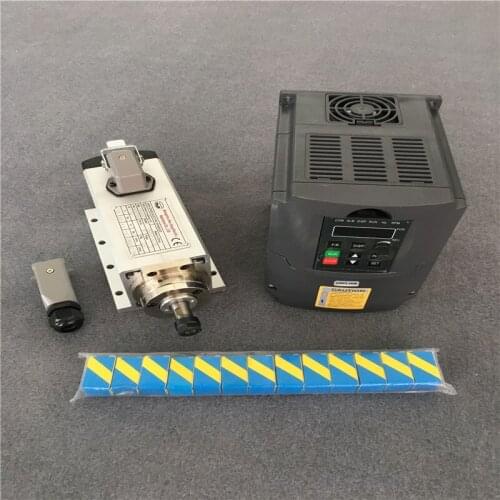 New 1.5kw 220V Square air cooled spindle motor + 1.5KW 110v/220v inverter + 13pcs er11 collet for milling machine