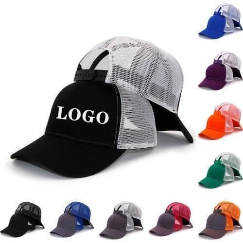 Print logo custom hat factory price DIY baseball cap for women and Men mesh summer printed logo snapback cap print logo hat