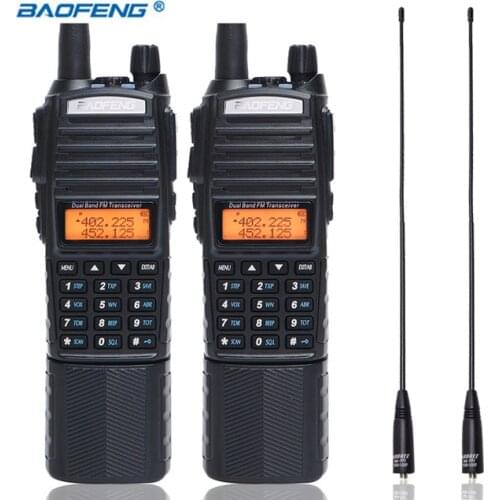 2pcs BAOFENG UV-82 plus 8w Walkie Talkie 8Watts powerful 3800mAh Battery With DC Connector UHF VHF Dual Band Ham Two Way Radio