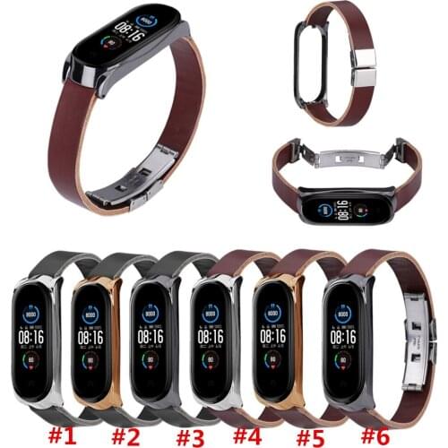 For Mi Band 4 5 Strap Retro Genuine Leather Watch Band Bracelet for Xiaomi Mi Band 4 5 Wristband Accessories for Mi Band 4