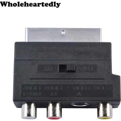 RGB SCART to Composite 3 RCA SVHS S-Video Phono AV TV Audio Adapter Male to Female Connverter With In Out Switch Wholesale