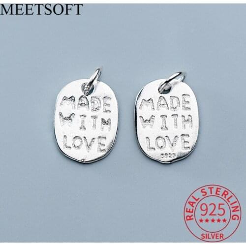 MEETSOFT Romantic 925 Sterling Silver Round Letter Charms Special of DIY Handmade Making Finding Jewelry Compontens Accessory