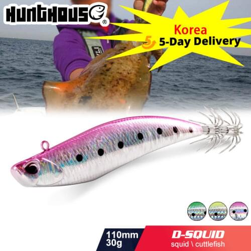 Hunthouse D-squid jigging lure pencil LW522 110mm 30g sinking egi suqid leurre tip-run EGI hook fishing hard bait for turlutte