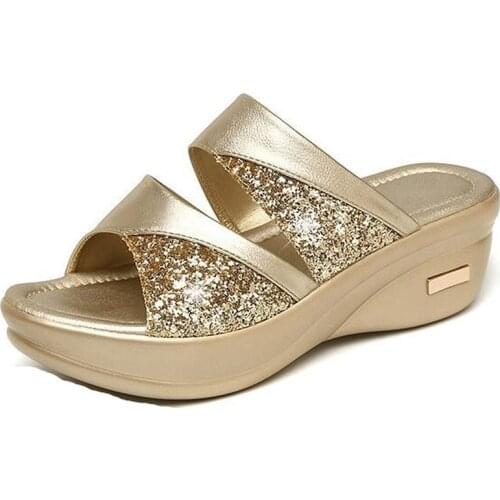 Womens Sandals Summer Outdoor Fashion 2021 New Thick-soled Sponge Cake Slope with Ladies Fish Mouth Slippers Womens Shoes