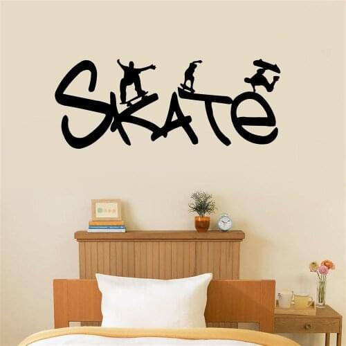 Skate Sports Wall Stickers For Boys Rooms Wall Decals Removable Adhesives Murals Vinyl Words Stickers Home Decal Kids Decor 6937