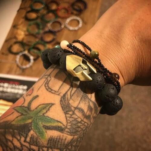 Sparta Lava Beads Tibetan Bracelets & Bangles Man Women Pulsera Hombre Punk Joyas