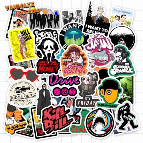 VANMAXX 50 PCS Classic Movies and Pulp Fiction Graffiti Stickers Waterproof Vinyl Decal for Laptop Helmet Bicycle Luggage Cars