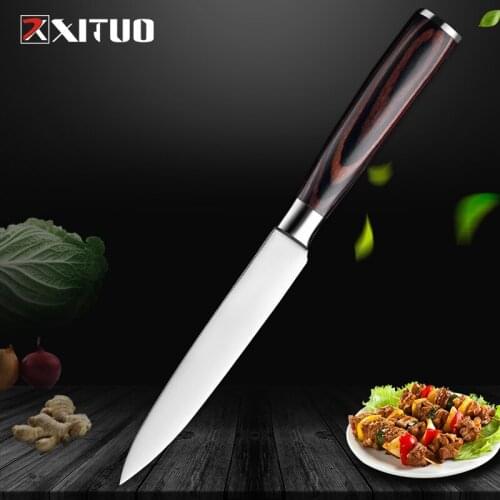 XITUO 5.5" Inch Utility Knives 7CR17Mov Stainless Steel Japanese Chef Santoku Knife Meat Cleaver Kitchen Accessories Pakka Wood
