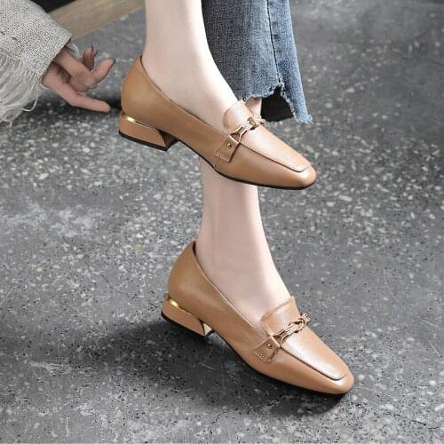 Women Genuine Leather Flats Loafers Square Toe Loafers Slip on Footwear Ladies Cozy Casual Shoes Female Shoes Top Quality