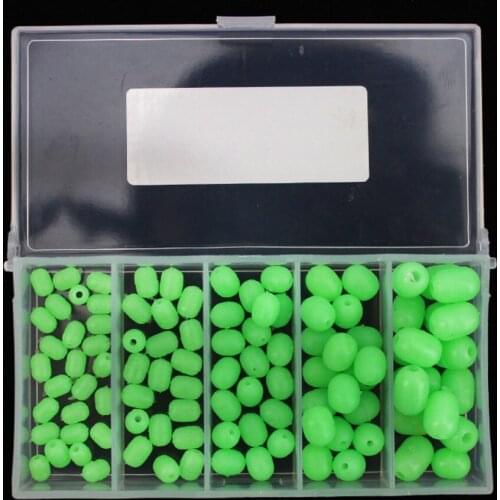100pcs PVC Soft Luminous Fishing Beads Lures Glow in Dark Rig Fishing Beads Lures Float Lures with Box