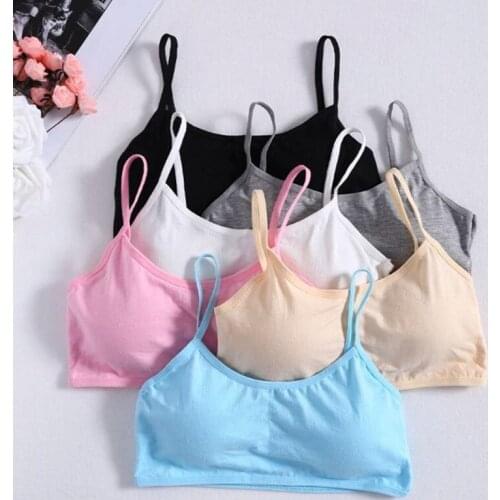 3pc/lot Young Girls Soft Cotton Bra Tube Top Puberty Breathable Underwear