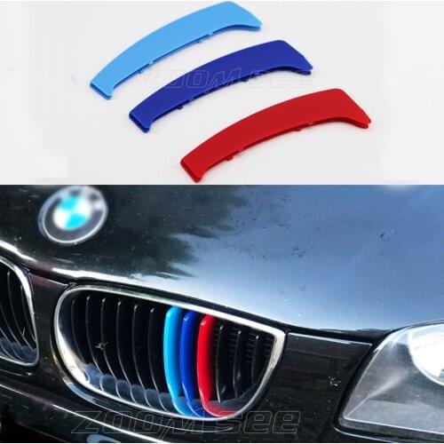 3D M Styling Sport Front Grille Trim Strips grill Cover Stickers For 2003-2011 BMW 1 series E87 E81 E82 E88 116i 118i 120i 130i