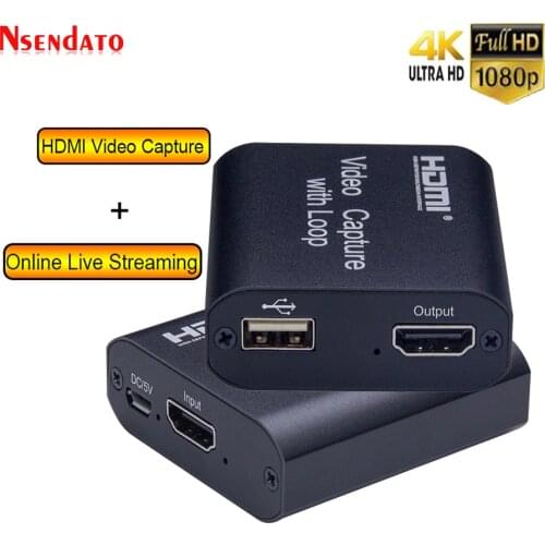 4K 1080P HDMI To USB 2.0 USB2.0 HDMI Video Capture Card With loop Game Recording Box for PC Youtube OBS Live Streaming Broadcast