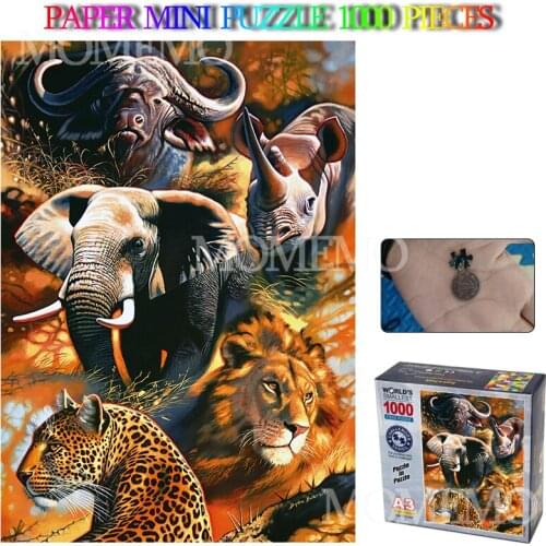 African Animals Mini Paper Jigsaw Puzzle Landscape Puzzle 1000 Pieces Paper Puzzles Toys for Adults Teens Kids DIY Home Decor