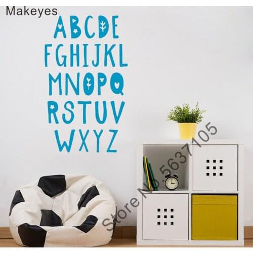 Makeyes Alphabet Wall Stickers Kids Playroom Study Wall Decals Vinyl Art Design Wallpaper Alphabet Cute Decoration Painted Q006