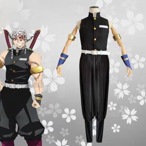 Anime Demon Slayer:Kimetsu No Yaiba Uzui Cosplay Party Costumes Kisatsutai Uniform Suits Wig High Temperature Resistance Hair