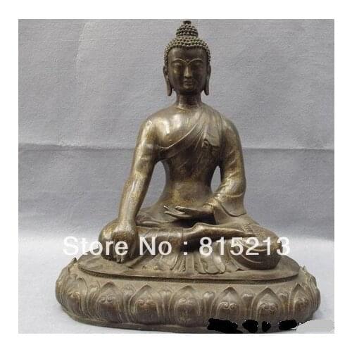 Bi00398 18" Chinese classical mythological immortal bronze Sakyamuni buddha statue