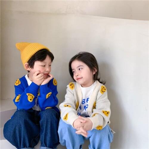 2021 Blue Spring Autumn Tops Boys Sweater Jacket Coat Kids Knitting Overcoat Outwear Teenager Children Clothes High Quality