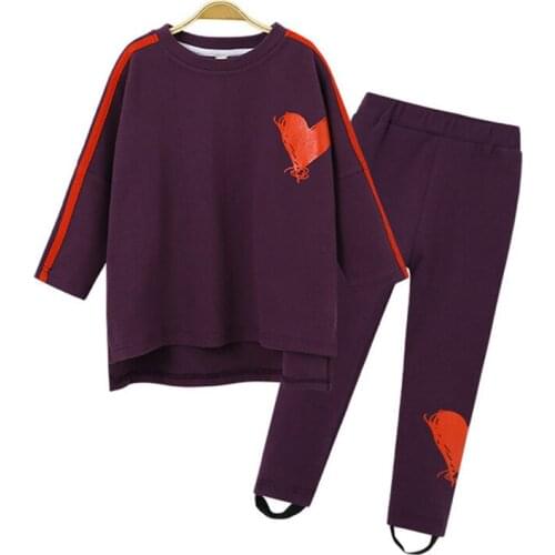 Girls Print Love Clothes Suits Spring Long Sleeve Jacket + Pants 2Pcs Sports Childrens Clothing Sets Teen Kids Clothes 4-14Y